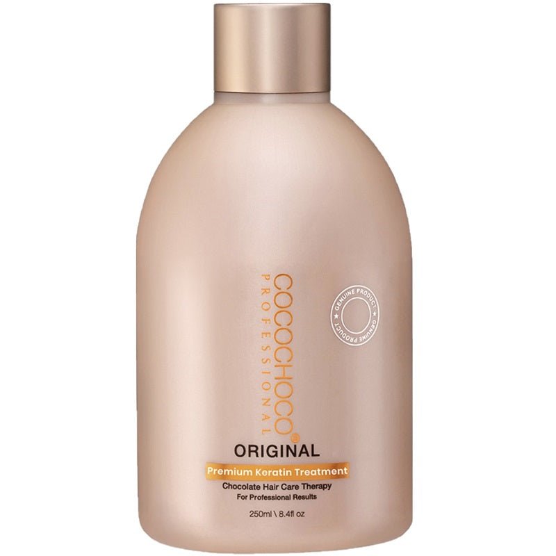Original keratin treatment bottle, beige with rose-gold cap, 250 ml