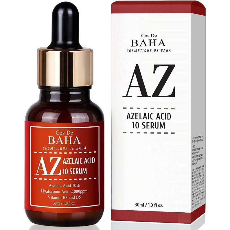 Azelaic acid 10% serum bottle with dropper and boxed packaging, 30 ml