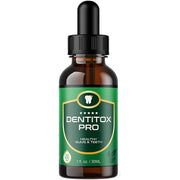 Dentitox Pro gums & teeth drops bottle with black pump cap, 30 mL