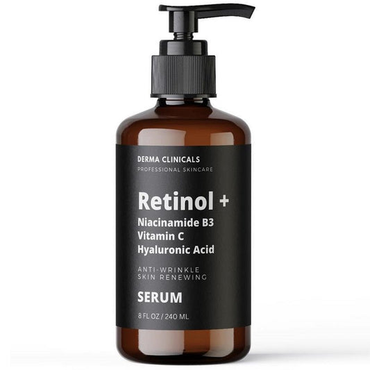 Anti-wrinkle retinol skin renewing serum bottle with pump; 240 ml