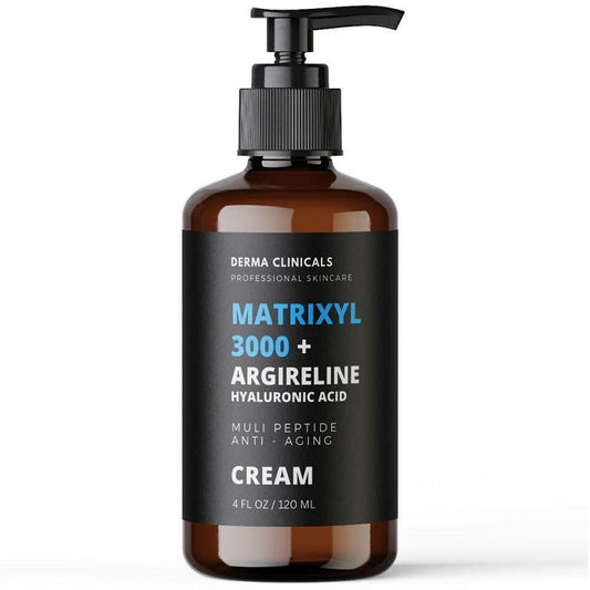Argireline and hyaluronic acid cream pump bottle, Matrixyl 3000+ label, 120 ml