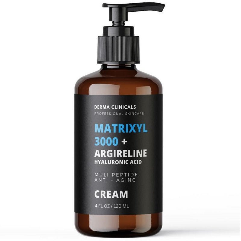 Argireline and hyaluronic acid cream pump bottle, Matrixyl 3000+ label, 120 ml