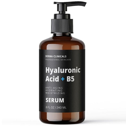 Hyaluronic acid + B5 serum bottle with black pump; 240 ml