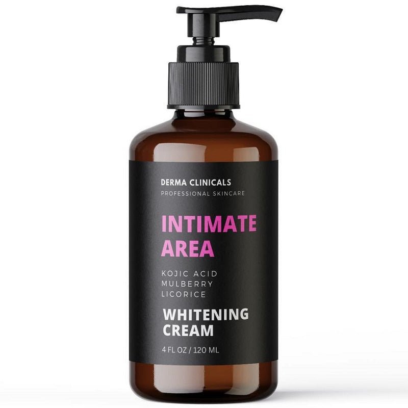 Derma Clinicals intimate area whitening cream pump bottle, 120 ml, dark label