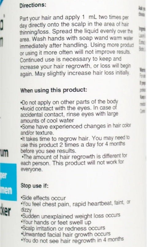 Hair growth serum directions text on label in paragraphs