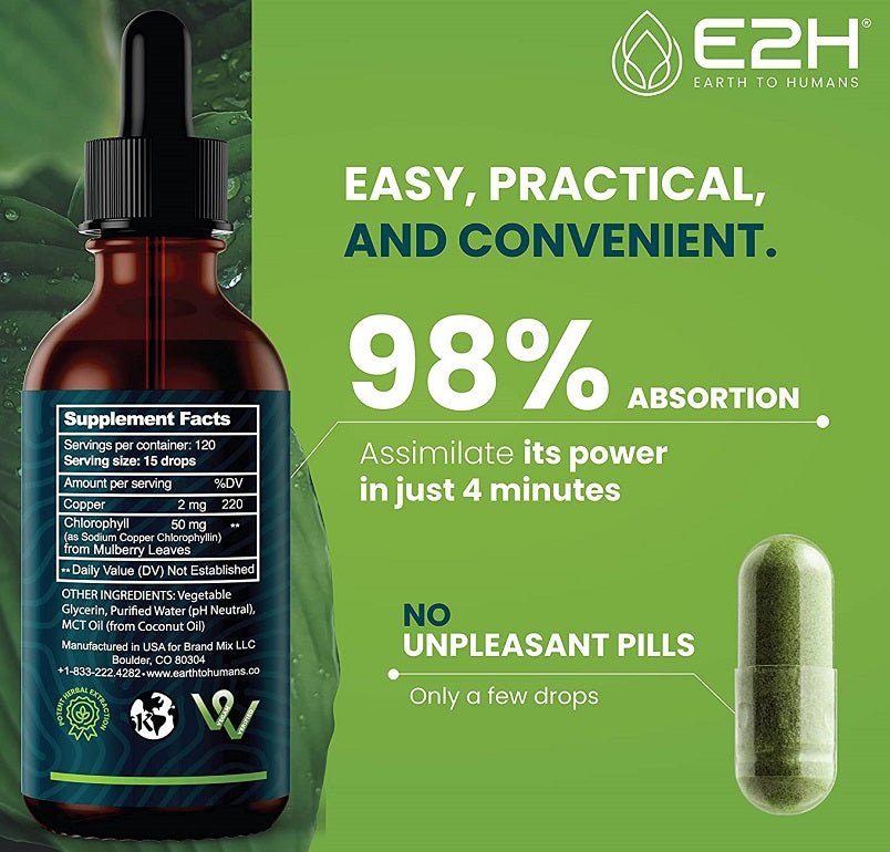 E2H Extra Strength All-Natural Liquid Chlorophyll - bodytonix