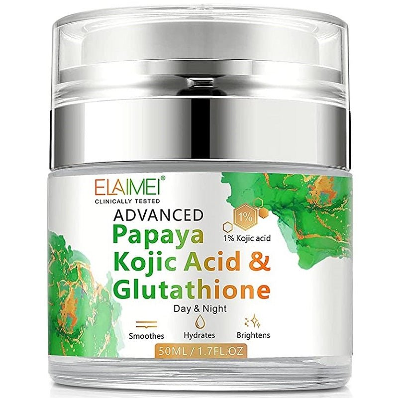 Elaimei advanced papaya kojic acid & glutathione cream jar, silver lid