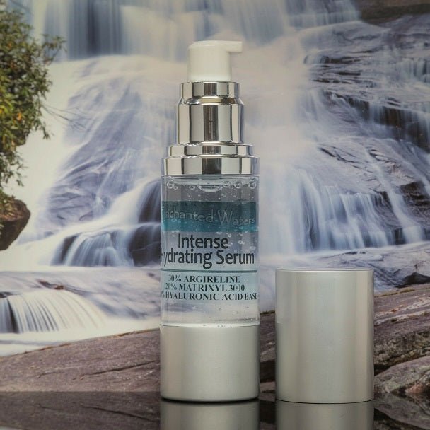 Argireline hydration serum bottles set with silver caps, one upright and one side-by-side