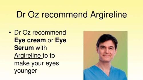 Argireline eye serum recommendation infographic with doctor portrait