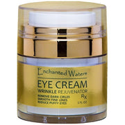 Eye cream jar with gold lid and clear base, Enchanted Waters Eye Cream label