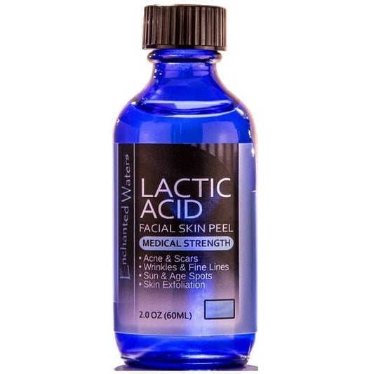 Lactic acid facial skin peel bottle, blue glass with medical strength label