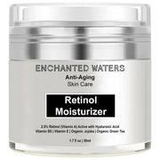 Retinol moisturizer jar with silver lid, skincare cream container, 50 mL