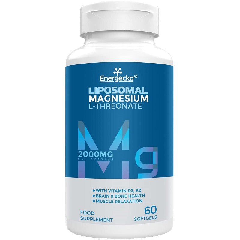 Energecko liposomal magnesium L-threonate supplement bottle, 2000mg, 60 softgels