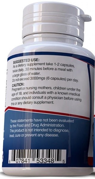Beard supplement bottle back label with usage directions and caution text