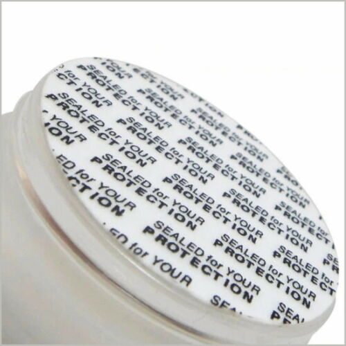 Beard growth formula bottle cap with printed label text