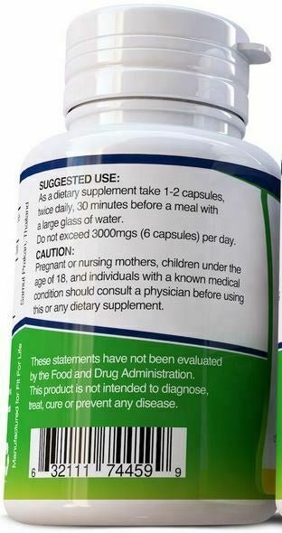 DHT Blocker bottle with suggested use directions and barcode on back label