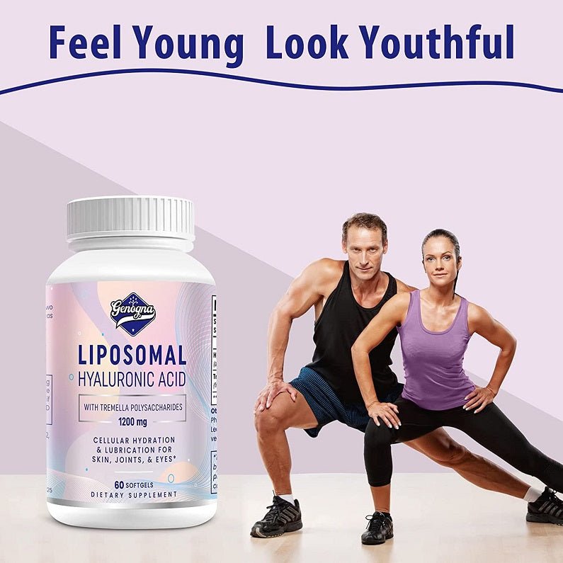Genogna liposomal hyaluronic acid supplement bottle with 1200 mg and 60 softgels