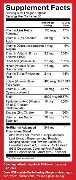 Hairtamin Advanced Formula Hair Growth Vitamins - bodytonix