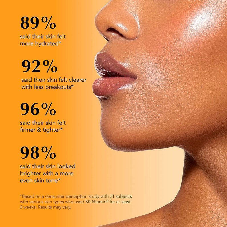 Close-up of woman's face with skin hydration and clarity percentage callouts