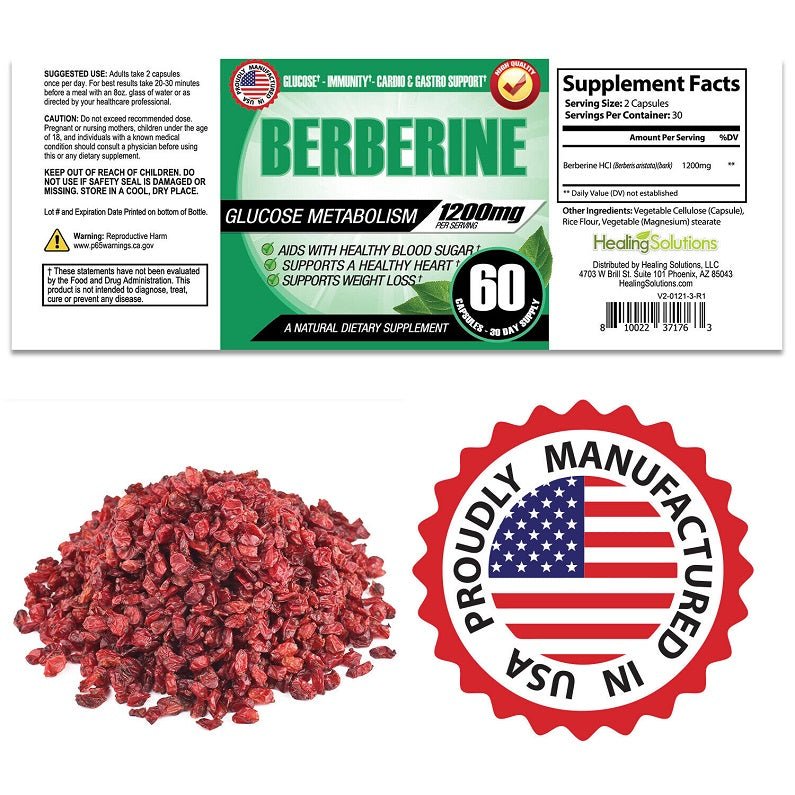 Healing Solutions Berberine HCl 1200mg - bodytonix