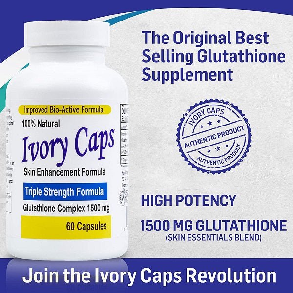 Ivory Caps supplement bottle with authenticity seal and high potency badge