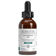 Kerotin nourishing oil bottle close-up with black dropper and amber glass