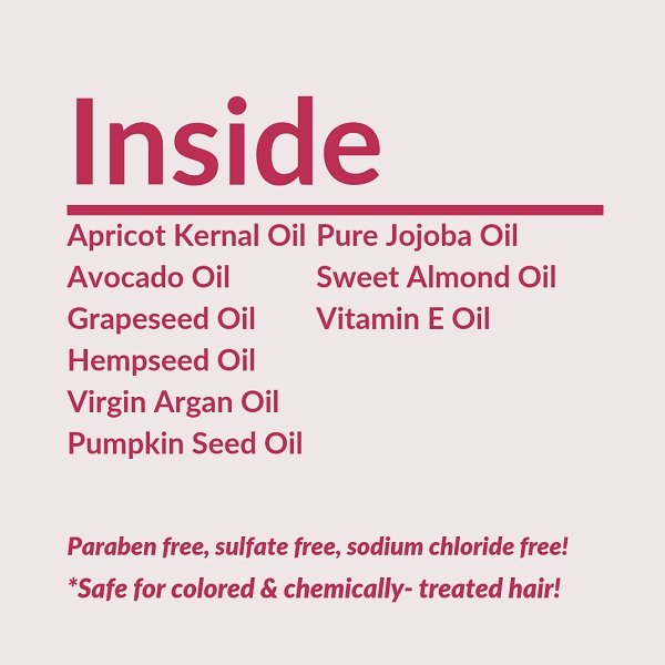 Nourishing oil ingredient infographic card for Kerotin, listing apricot, jojoba, avocado, and oils