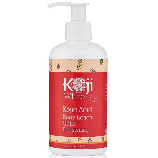 Koji White kojic acid body lotion bottle with white pump