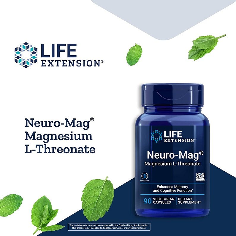 Life Extension Neuro-Mag magnesium L-threonate bottle with front label and brand logo