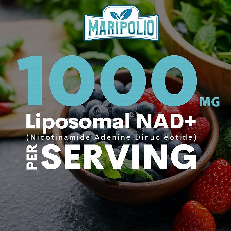 Liposomal NAD+ 1000mg bottle with on-pack 1000mg per serving softgels text