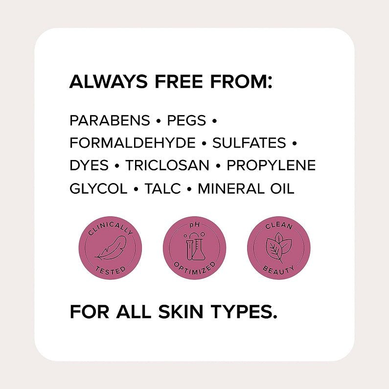 Body cream 'always free from' list: parabens, PEGs, sulfates, dyes, triclosan, propylene glycol.