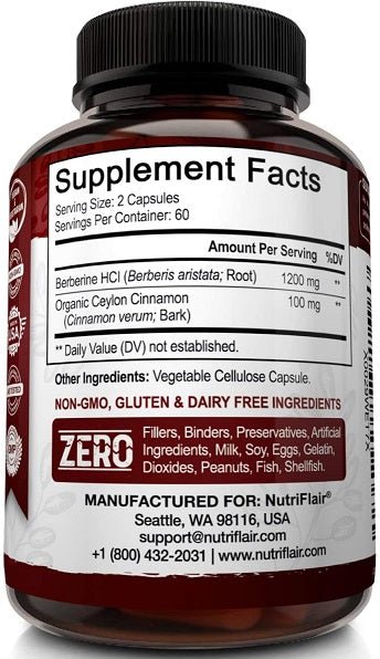 Supplement Facts and ingredient list panel on bottle with "ZERO" and manufactured for details