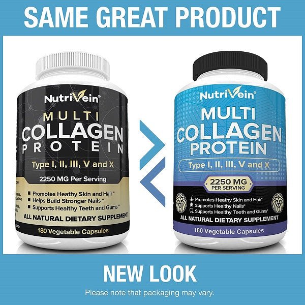 NutriVein multi collagen protein bottle new look packaging comparison