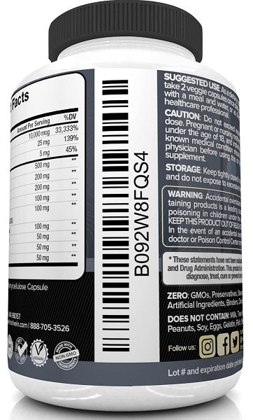 Nutrition label side with barcode and manufacturing and product identifier text