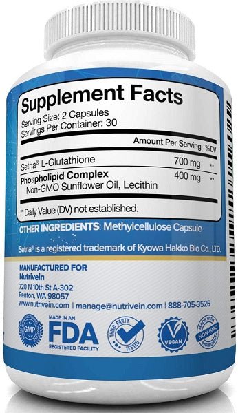 Supplement bottle back label with Supplement Facts table and ingredients