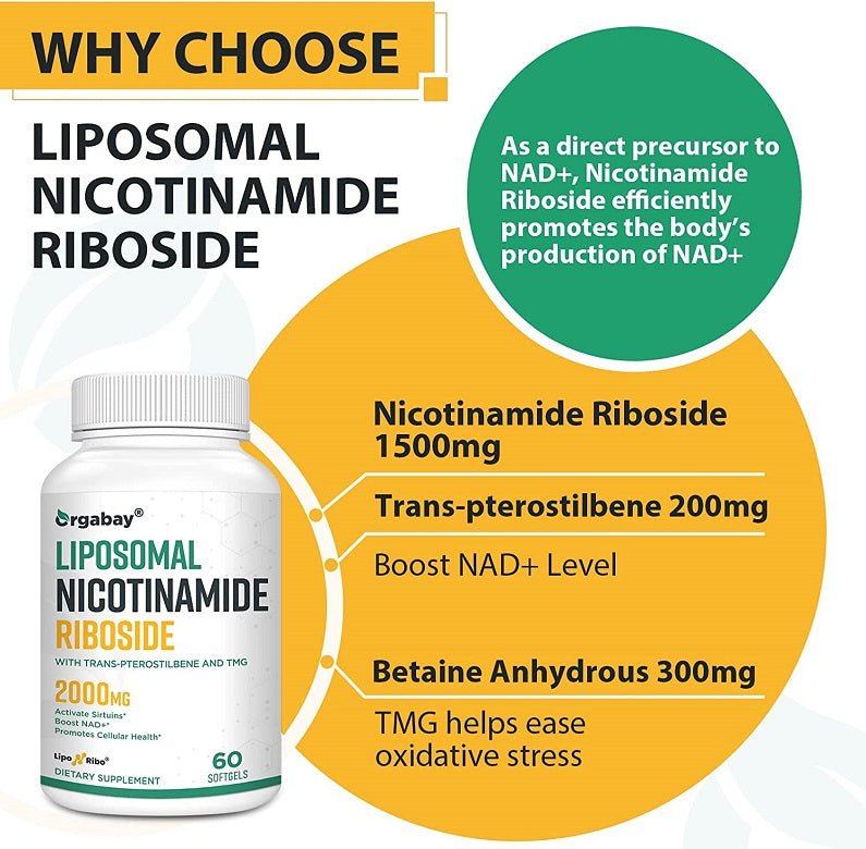 Liposomal supplement infographic with bottle and ingredient benefit callouts