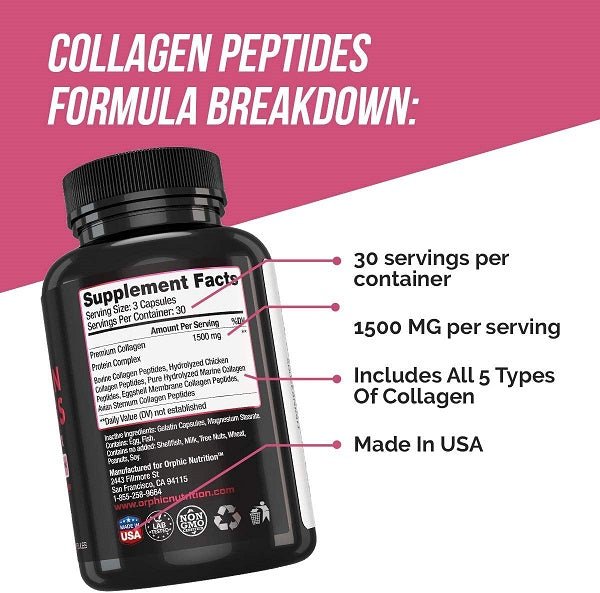Orphic Nutrition Collagen Peptides Types I, II, III, V & X - bodytonix