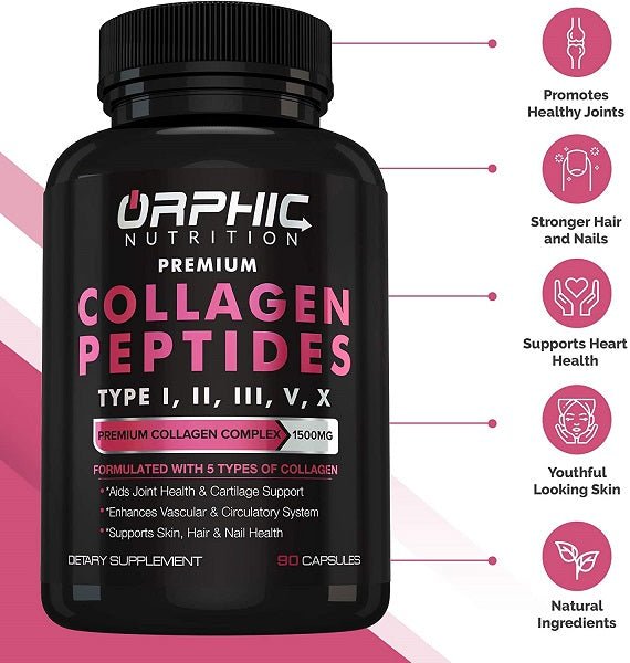 Orphic Nutrition Collagen Peptides Types I, II, III, V & X - bodytonix