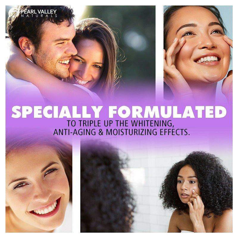 Specially formulated skin whitening panel with couples and close-up faces