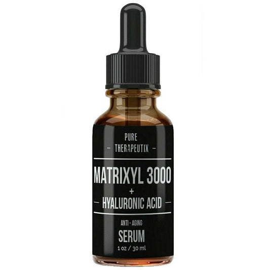Pure Therapeutix Matrixyl 3000 + Hyaluronic Acid anti-aging serum bottle, 1 fl oz/30 ml