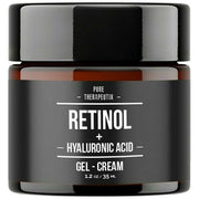 Pure Therapeutix retinol gel-cream jar with black and orange label
