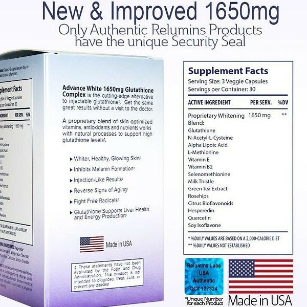Relumins Advance White 1650mg Glutathione Complex | bodytonix Australia Relumins Advance White 1650mg Glutathione Complex | bodytonix Australia