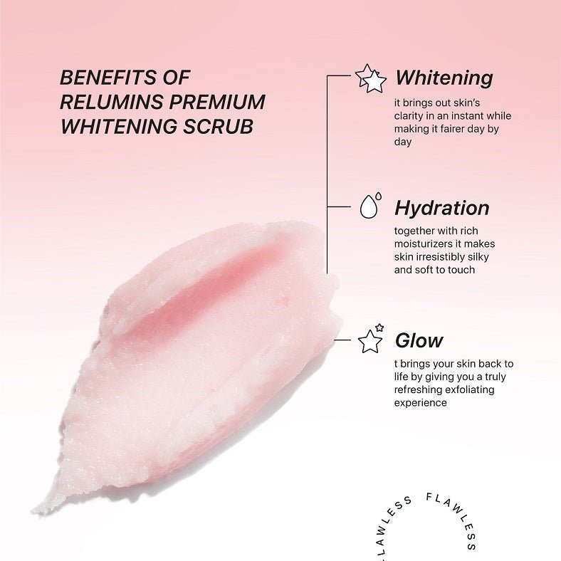 Whitening body scrub scoop with crystal-like pink exfoliating texture