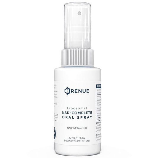 RENUE BY SCIENCE liposomal NAD+ oral spray bottle with ribbed pump top