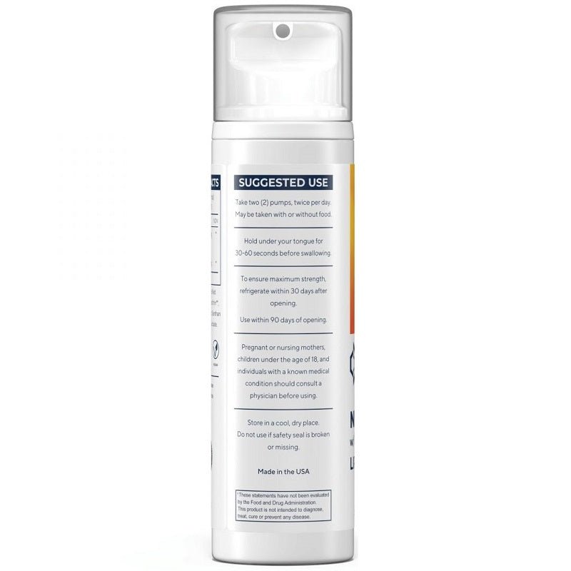 NMN with Resveratrol lipo gel bottle, back label with suggested use