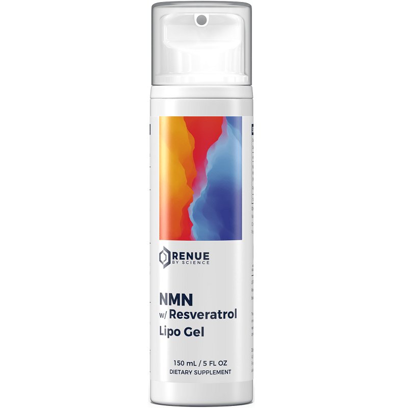 NMN with Resveratrol lipo gel bottle, front label view