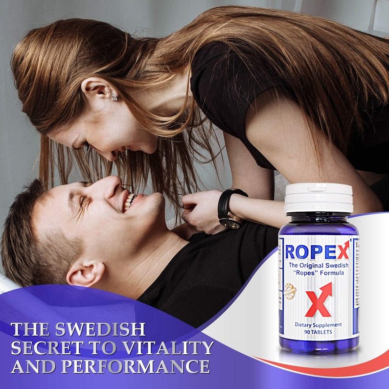 Ropex dietary supplement bottle on promotional card for vitality and performance
