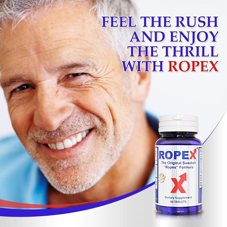 Ropex promotional card with a small bottle and 'The Original Swedish "Ropes" Formula' label