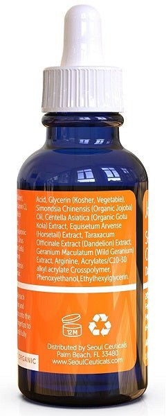 SeoulCeuticals vitamin C day glow serum in dark blue glass bottle with white dropper cap