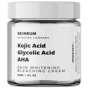 White-labeled whitening cream jar with Kojic Acid, Glycolic Acid, AHA text